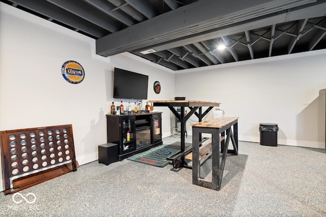 exercise room with bar area