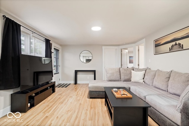 living room with hardwood / wood-style flooring