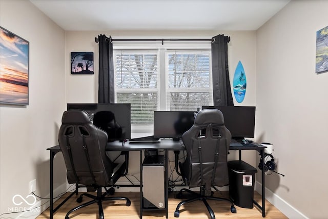 office space featuring light hardwood / wood-style flooring