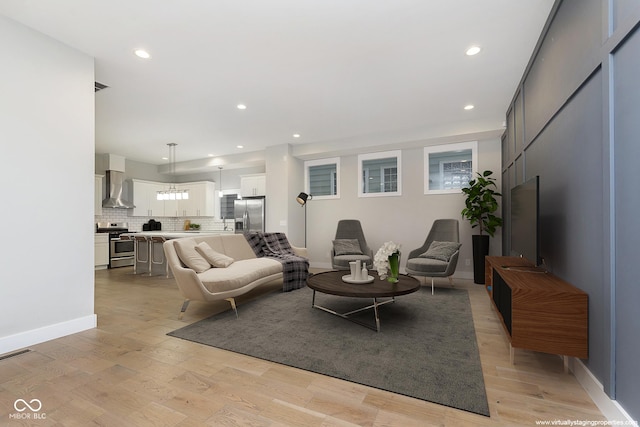 living room featuring light hardwood / wood-style flooring