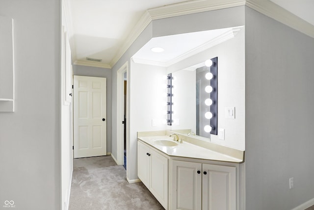 bathroom featuring vanity and crown molding