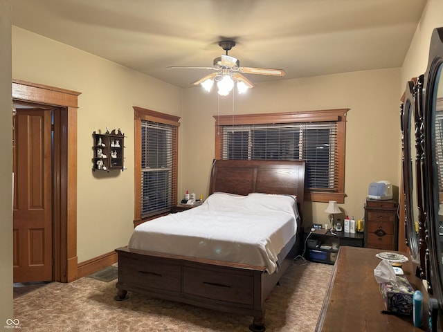 bedroom featuring ceiling fan