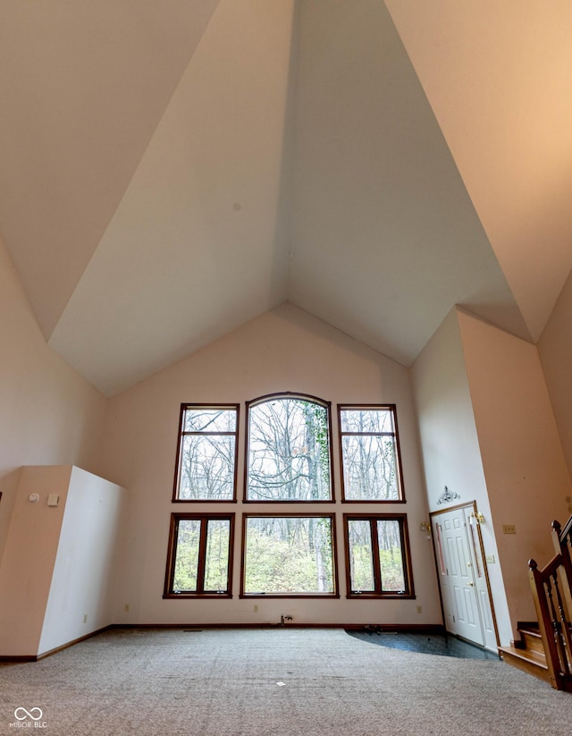4257 Tattersall Dr, Plainfield, IN 46168 - additional living space with high vaulted ceiling, carpet, and baseboards