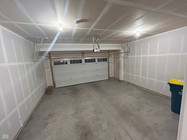 garage with a garage door opener