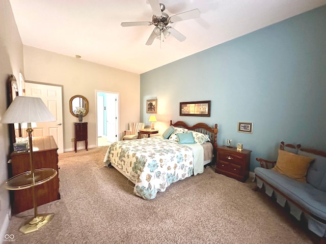 bedroom featuring carpet and ceiling fan