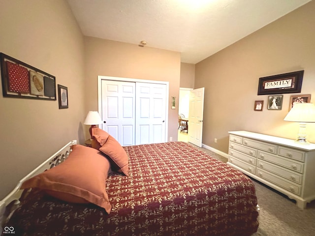 bedroom featuring a closet and carpet floors