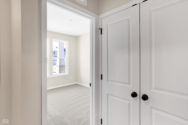 hallway featuring carpet