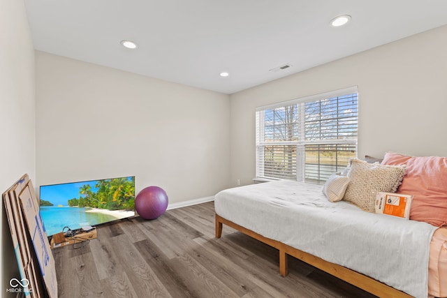 bedroom featuring wood-type flooring