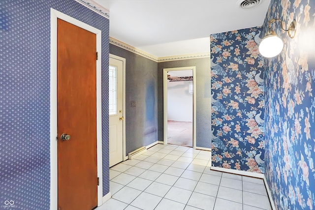 interior space with light tile patterned floors