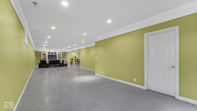 unfurnished living room with baseboards, visible vents, and recessed lighting