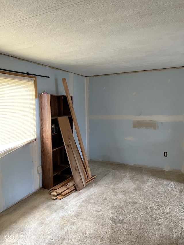 carpeted spare room featuring a textured ceiling