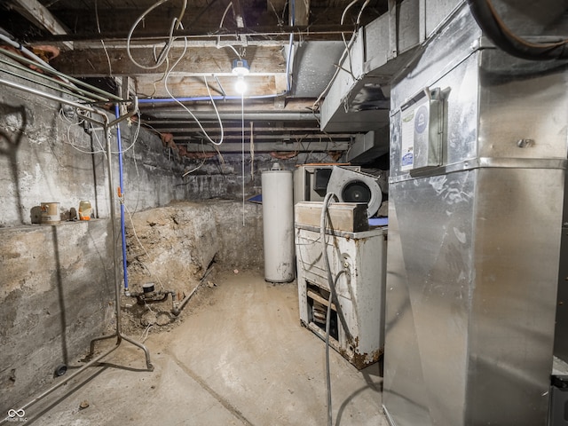 basement with gas water heater