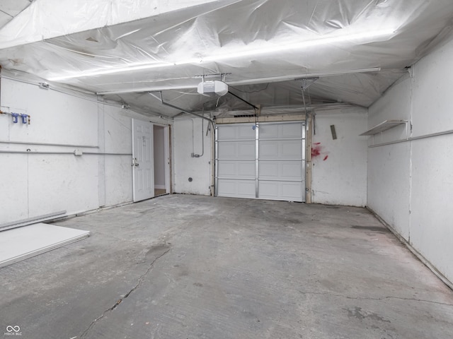 garage with a garage door opener