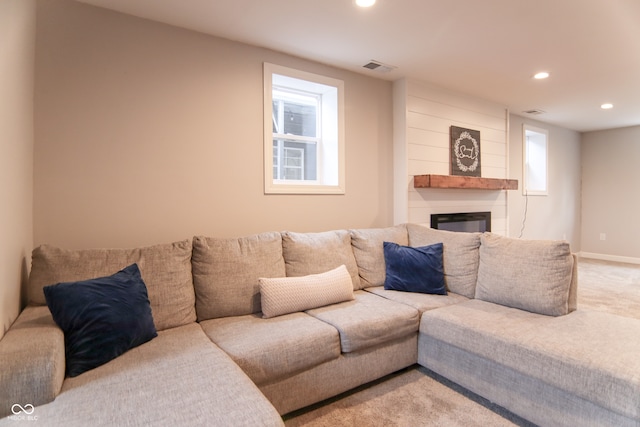 living room featuring carpet