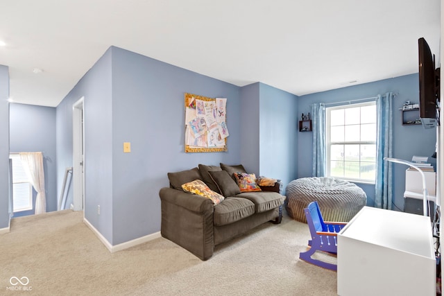 living room with carpet