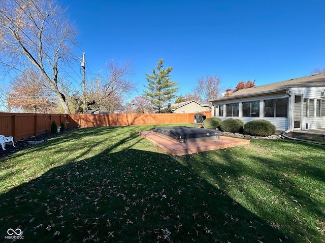 view of yard featuring a wooden deck