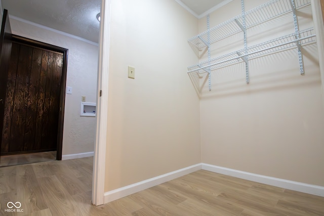 spacious closet with hardwood / wood-style flooring