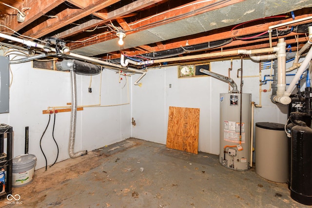 basement with water heater