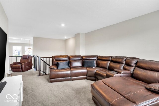 living room with carpet flooring