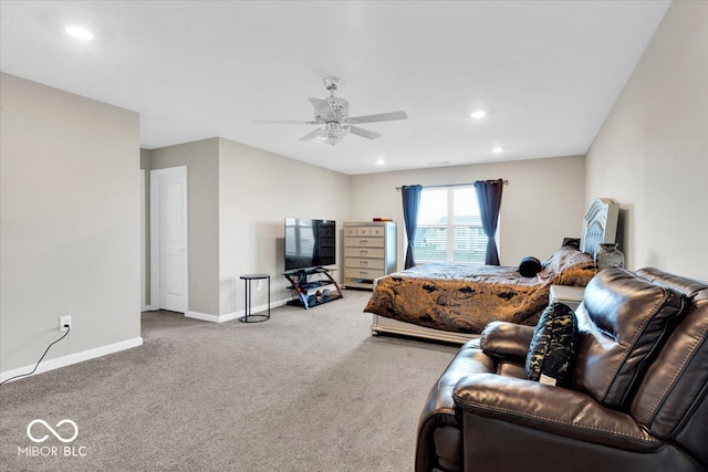 bedroom with carpet and ceiling fan