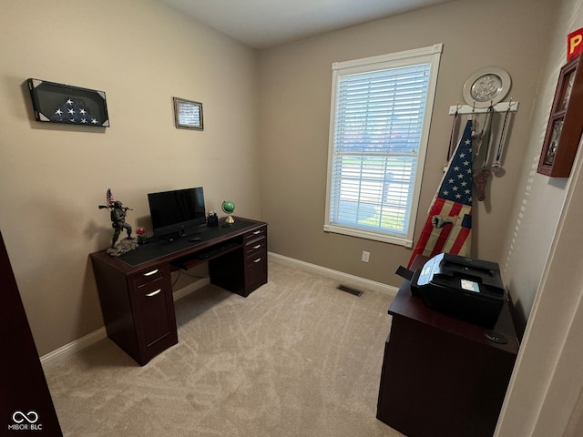 view of carpeted office space