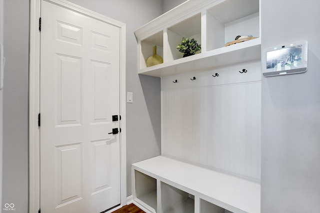 mudroom with hardwood / wood-style floors