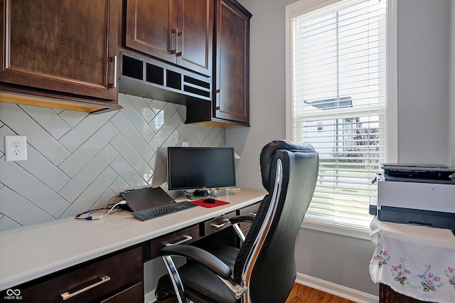 home office featuring light hardwood / wood-style floors