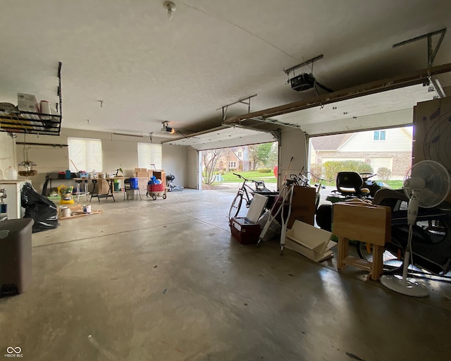 garage with a garage door opener