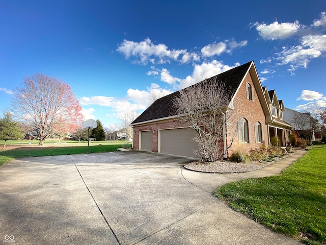 view of home's exterior with a lawn