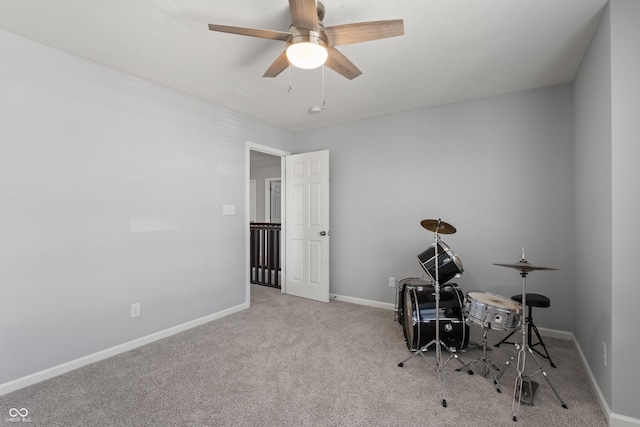 10797 Walden Ln, Brownsburg, IN 46112 - game room featuring carpet flooring, baseboards, and a ceiling fan