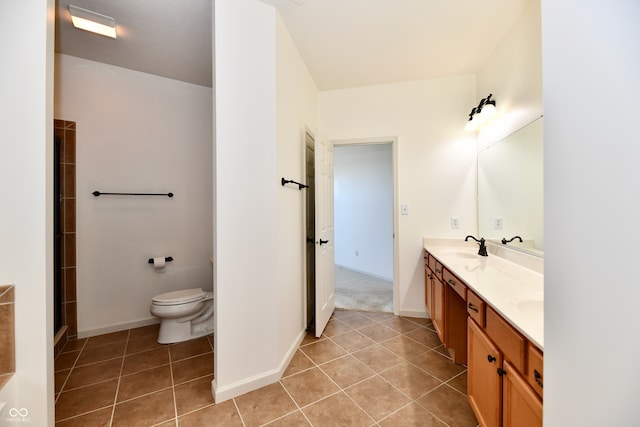 bathroom with tile patterned floors, vanity, and toilet