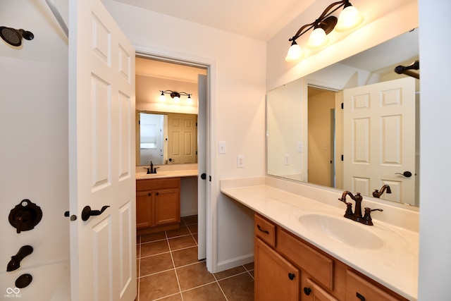 bathroom featuring vanity and tile patterned floors