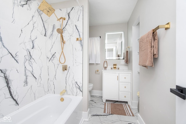 full bathroom with vanity, toilet, and shower / bath combination