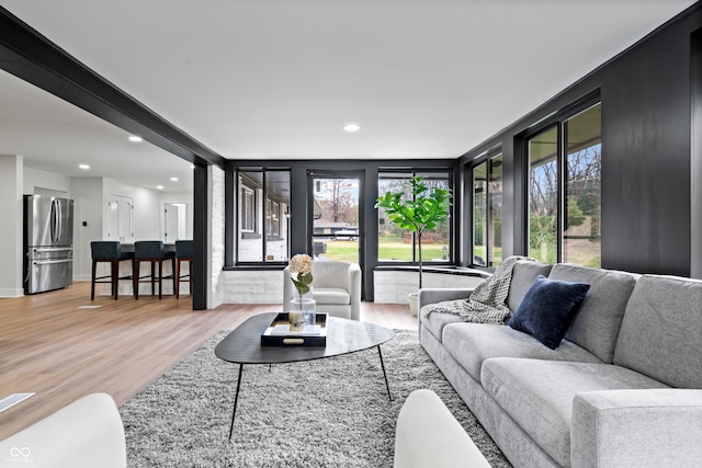 living room featuring light hardwood / wood-style flooring