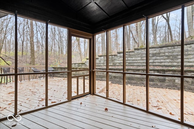 view of unfurnished sunroom