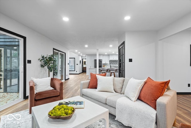 living room featuring light hardwood / wood-style flooring