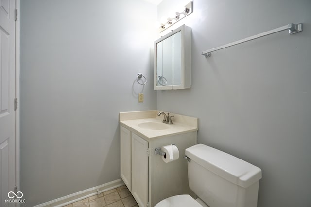 bathroom featuring tile patterned flooring, vanity, and toilet