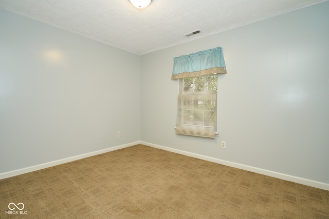 spare room with carpet and a textured ceiling