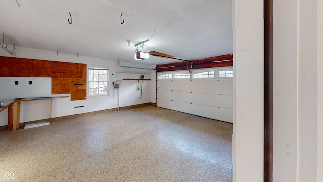 garage with a garage door opener