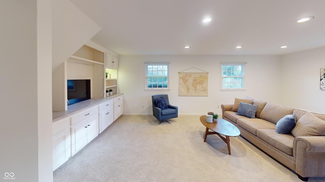 carpeted living room with plenty of natural light