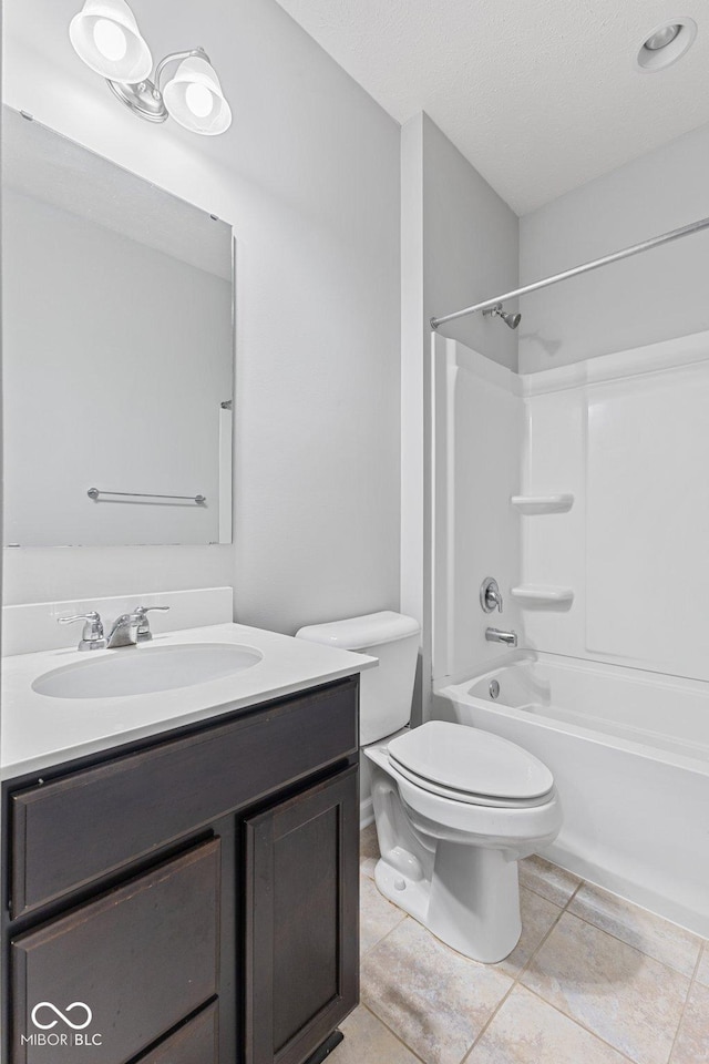 full bathroom with vanity, toilet, and bathing tub / shower combination