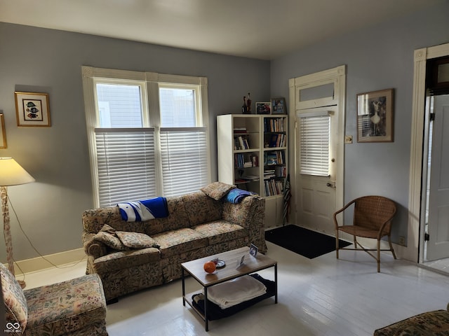 living room with light hardwood / wood-style floors