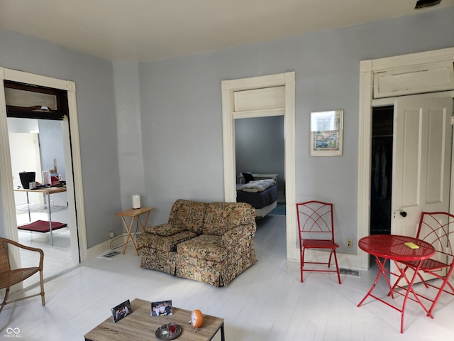 living room featuring light wood-type flooring