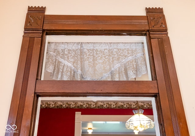 interior details with a notable chandelier