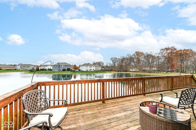 deck with a water view