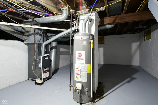 utilities featuring heating unit and gas water heater