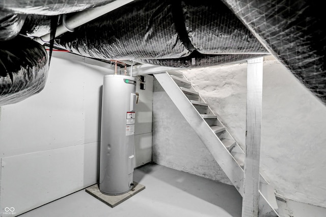 basement with electric water heater