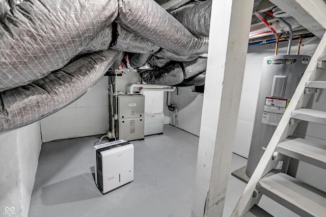 utility room with electric water heater