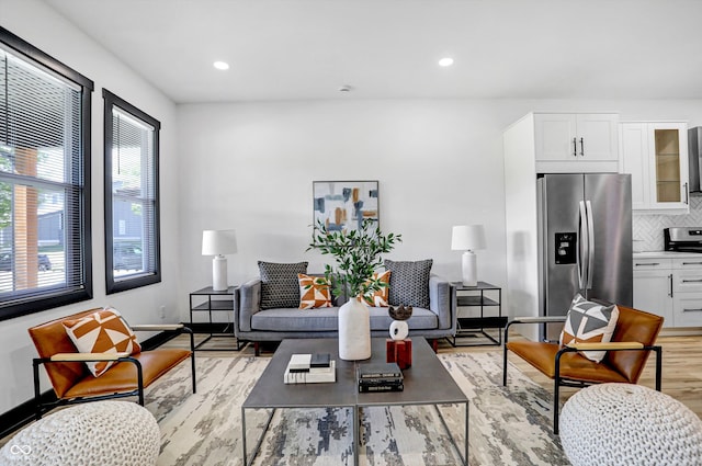 living room featuring light wood-type flooring