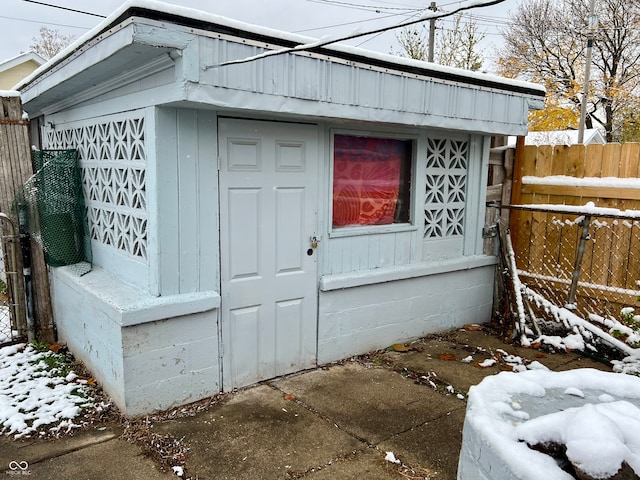 view of snow covered structure